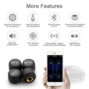 Hệ Thống Theo Dõi Áp Suất Lốp Xe Hơi Không Dây BT 4.0 <span class=keywords><strong>TPMS</strong></span> Với 4 Cảm Biến Bên Ngoài Hỗ Trợ Ứng Dụng Điện Thoại - Product Image 1