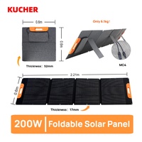 Panneau solaire monocristallin portable KUCHER 200W noir SP200W 40 cellules ETFE, efficacité 22%, pliable pour utilisation en extérieur