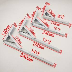 8-16 بوصة تثبيت الحائط شاق الأداء الحديد الفولاذ المقاوم للصدأ المثلثة الجانبية قابل للتعديل للطي رف الكراسي للطاولة - Product Image 6