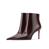 Bottines pour femmes en cuir de vache à bout pointu et talon fin pour l'automne/hiver