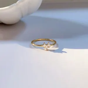 Einfache Moissanit-Ringe AU585 14K echtes gelbes Gold Fingerschmuck individualisierte Größe feiner Schmuck