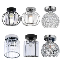 Plafonnier LED en fer et cristal au design moderne et épuré pour salon, chambre, entrée, balcon, couloir, salle à manger