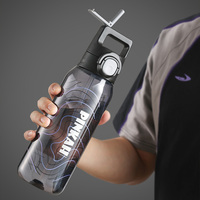 Bouteille d'eau de sport PINKAH personnalisée 1000 ml (32 oz) sans BPA en Tritan avec couvercle à paille rabattable, anti-fuite, pour la salle de sport et les activités de plein air