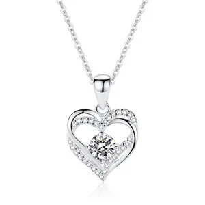 Costom Inscription Forever Love Heart Pendant Necklaces 925 Sterling Silver Heart Pendant Necklace Mothers Day Jewelry Gift