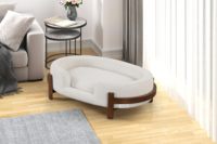 Hamac pour chat de haute qualité en bois assemblage facile Design moderne du milieu du siècle tissu résistant aux rayures lit pour chat surélevé de qualité supérieure