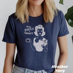 T-shirt retrò femminista da donna a maniche corte girocollo 100% cotone stile vintage stampata con messaggio attivista - Product Image 2