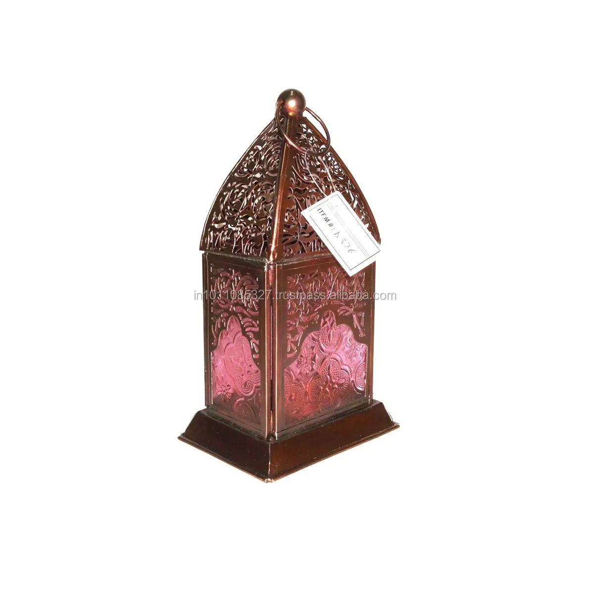 Lanterna decorativa do marrocos, venda por atacado útil ferro de metal dourado com alça