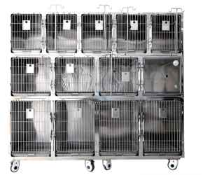 Grande cage pour animaux de compagnie en acier inoxydable pour chats et chiens - Marque personnalisable, respirante, fermeture à bouton verrouillable, utilisation en intérieur pour clinique - Product Image 1