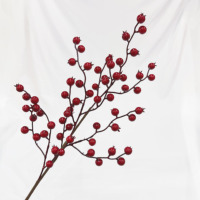Ornement de Noël, branche de baies rouges artificielles de 53 cm, baies rouges brillantes artificielles, fleurs de Noël, décorations de mariage et de fêtes