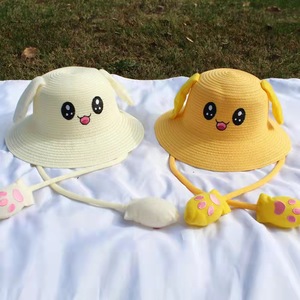 Sombrero de Paja para Niños con <span class=keywords><strong>Orejas</strong></span> de Conejo Móviles, Protección Solar para Padres e Hijos, Estilo <span class=keywords><strong>Pikachu</strong></span>, para Primavera y Verano - Product Image 5