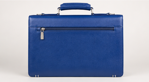 Porte-documents pour ordinateur portable en cuir de veau pleine fleur bleu vif, vintage, durable, grande capacité, style professionnel, souple - Product Image 2