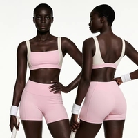 Ensemble de yoga pour femmes : soutien-gorge de sport à maintien élevé et short froncé à la taille – Tenue de sport respirante pour l'entraînement physique – Vente en gros