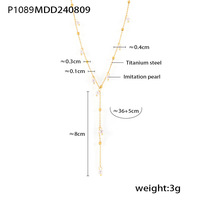 Collier Ras-du-Cou Luxe Rétro Niche Perles d'Imitation Gland Chaîne Clavicule Or 18K Bijoux pour Fêtes et Occasions