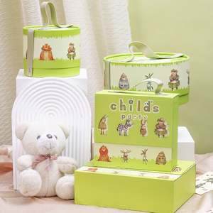 Caja de Regalo Sorpresa de Papel Recubierto de Alta Gama con Diseño de Animales de Dibujos Animados para el Día del Niño, Forma Redonda, Ecológica - Product Image 5