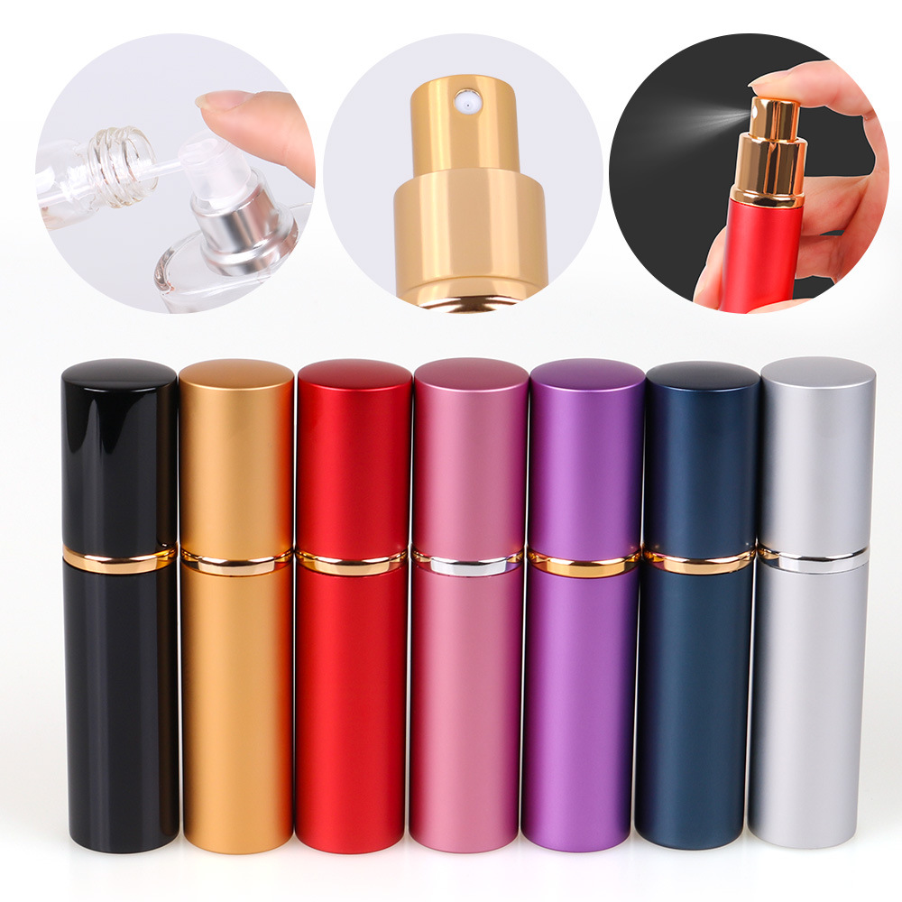 10ml high-grade cylinder lipstick-shaped anodized Aluminum Glass perfume bottles spray bottles cosmetics portable travel bottle
