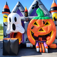 Château gonflable d'Halloween avec toboggan, structure de saut commerciale en PVC, château gonflable citrouille, château gonflable fantôme pour enfants