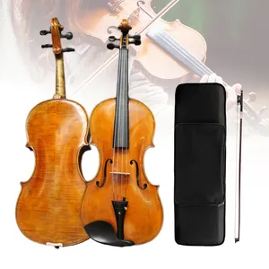 Violon modèle Guarneri 4/4 Del Gesu 1743, copie Cannone, dos en érable flammé, excellente projection, avec archet en bois d'Ipé et étui - Product Image 4
