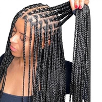 Perruque Full Lace Box Braid avec Baby Hair, Pré-épilée, Sans Nœuds, Raie Carrée Frontale, Faite à la Main, Coiffure Naturelle pour Femmes Noires
