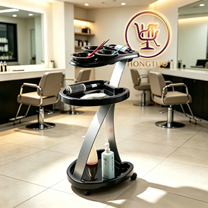 Chariot de coiffure Z Salon pour coloration et permanente avec rangement pour godets, roues en nylon anti-emmêlement et cadre en aluminium pour salon de coiffure - Product Image 1