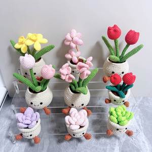 Venta al por mayor de fábrica: Juguetes de punto a mano, flores artificiales, tulipanes, plantas suculentas, decoraciones para el hogar, ganchillo personalizado. - Product Image 4