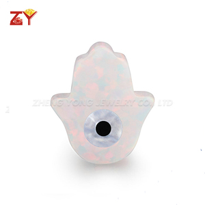 Zhenzyong-GEMA de ojo de ópalo sintético, joyería de ópalo/ópalo azul de fuego, <span class=keywords><strong>Hamsa</strong></span>/8x10mm, Ópalo malvado - Product Image 5