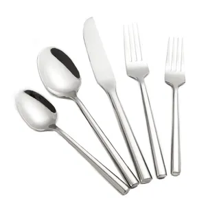 Wholesale 48 Pieces Restaurant Gold Silverware Set Flatware Forks Spoons Steak Knives Silver Bestek Stainless Steel Cutlery Set