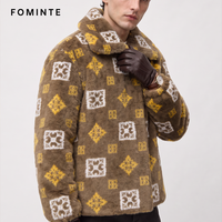 Veste Courte Femme en Fausse Fourrure à Poil Court, Imprimé Géométrique Carreaux Vintage, Style Luxe Designer, Service OEM Logo Personnalisé