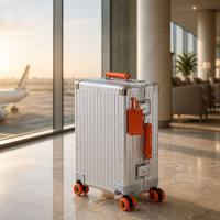 Valise de voyage rigide en alliage d'aluminium de 20 à 28 pouces, roues silencieuses pivotantes, serrure TSA, bagage à main, logo personnalisé
