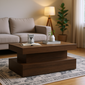 Modern Engineered Wood Coffee <b>Table</b> 35.4 X 19.7 X 15.7 In With Storage For Living Room Furniture - Product Image 2