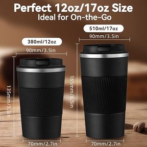 <span class=keywords><strong>Mug</strong></span> de voyage <span class=keywords><strong>isotherme</strong></span> 12oz 17oz, tasse à café <span class=keywords><strong>isotherme</strong></span> <span class=keywords><strong>avec</strong></span> couvercle, gobelet thermique réutilisable en acier inoxydable - Product Image 3