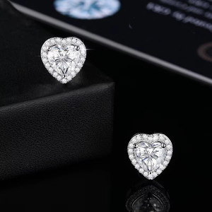 Luxury S925 Sterling Silver Heart Cut VVS <strong>D</strong> Color 1carat Moissanite Earrings <strong>Necklace</strong> for Women Engagement and Wedding Jewelry - Product Image 6