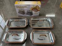 Ensemble de 8 plateaux de cuisson rectangulaires en acier inoxydable avec couvercle en verre, PLAT DE CUISSON pour rôtir au barbecue