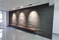 Faux poids lumineux artificiel en PU de luxe, pierre en ardoise, un panneau, une pierre murale, panneau d'élévation murale