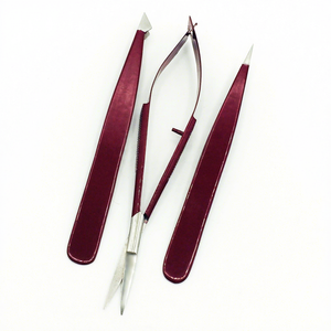 Pinzas para Cejas con Punta Plateada y Recubrimiento en Polvo Marrón Oscuro, Pinzas para Dar Forma a las Cejas con Tijeras de Resorte - Product Image 3