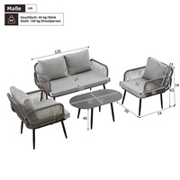 Ensemble de meubles de jardin de luxe Ajunion en aluminium, canapé d'extérieur, fauteuil en corde tressée, combinaison de canapés, ensemble de meubles de patio