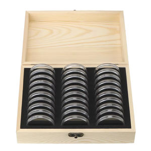Caja de Almacenamiento para Monedas con Almohadilla Ajustable, Estuche de Madera para Colección de Monedas Conmemorativas, Ajustable para 20/30/50/100 Monedas - Product Image 1