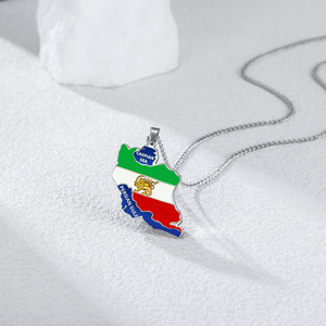 Collana con Mappa dell'Iran in Acciaio Inossidabile, Ciondolo con Leone dell'Iran Smaltato, Gioielli e Accessori Regalo - Product Image 5