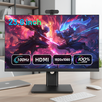 Moniteur de réunion vidéo 24 pouces 100Hz IPS 1080P FHD avec webcam intégrée 2MP pour le bureau à domicile