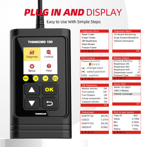 THINKCAR THINKOBD 100 พร้อมเคสป้องกัน OBD2/EOBD เครื่องมือวิเคราะห์โค้ดรถยนต์ ฟังก์ชั่นครบถ้วน ตรวจสอบ รีเซ็ต ข้อบกพร่องของเครื่องยนต์ วินิจฉัยผ่าน CAN - Product Image 4