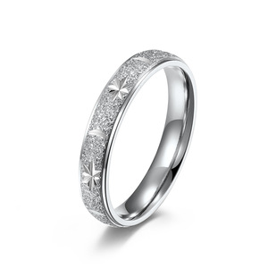Frosted Engraved Star Titanium Steel <b>Ring</b> Unisex Jewelry Gift - Product Image 1