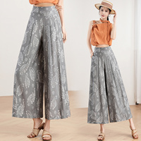Culottes à taille haute et jambes larges pour femmes, mélange de rayonne et de polyester, pantalon-jupe décontracté avec poches