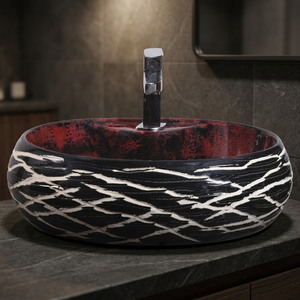 Vasque de comptoir en céramique noire à surface solide, design moderne, pour usage hospitalier, lavabo décoratif de petite taille pour salle de bain - Product Image 4