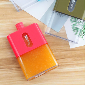 Botella de agua de plástico transparente sin BPA para Notebook, botella de agua cuadrada plana, con logotipo personalizado, promoción A5, 530ML - Product Image 5