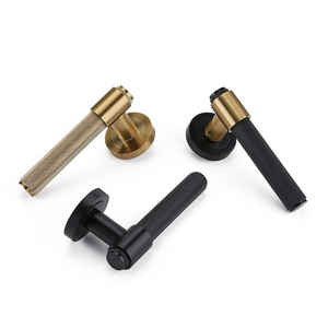 Manija de puerta moleteada de oro negro de diseño de lujo, manija y perilla de aleación de Zinc, manija de puerta moleteada Interior para casa - Product Image 6