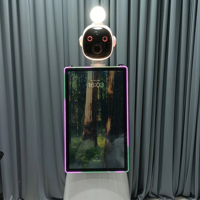 Robot Photobooth MiCity en Promotion avec Écran Tactile 32'', Bande Lumineuse LED Réglable, Contrôle par APP et Flight Case