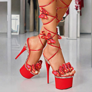 Élégantes Chaussures à Plateforme pour Femmes de 15 cm Ornées de Fleurs, à Lacets, Rehaussantes, Très Vendues pour l'Hiver et l'Été - Product Image 3