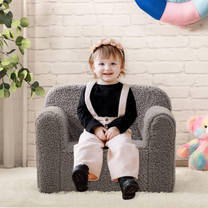 <b>Kids</b> <b>Sofa</b> Chair Plush Grey Soft Single Seat For Girl 2 Years And Above Contemporary Design - Product Image 1
