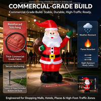 Dekorasi Natal Tiup Premium 6FT Santa Claus yang Berangguk dengan Tas Hadiah LED untuk Pusat Perbelanjaan Hotel