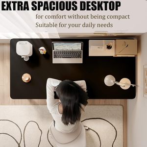 Bureau moderne en <span class=keywords><strong>bois</strong></span> 140 cm x 60 cm avec rangement, design écologique pour bureau à domicile, salon <span class=keywords><strong>et</strong></span> chambre à coucher, <span class=keywords><strong>noir</strong></span> - Product Image 2