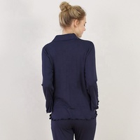 Ensemble de pyjama 2 pièces en jersey thermique brodé, manches longues et pantalon long, grande taille, vêtements de détente, coton et bambou, couleur unie